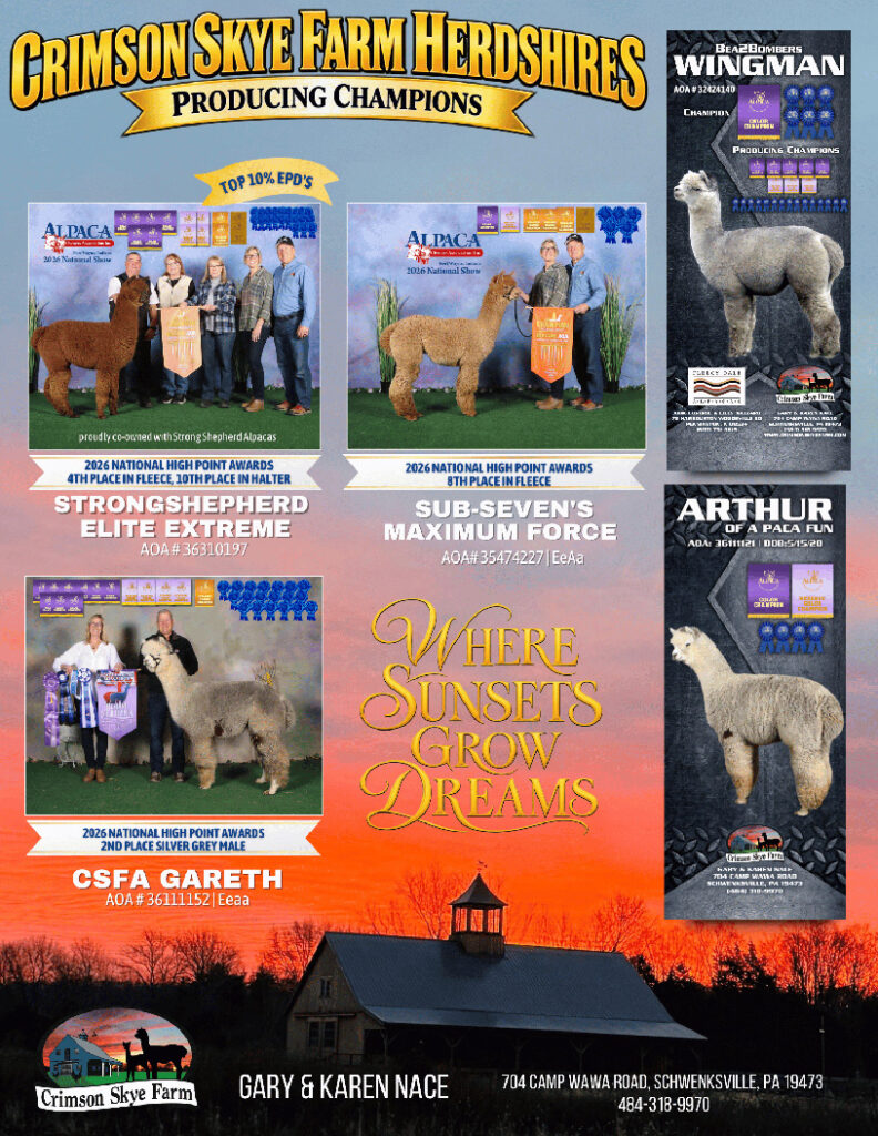 Crimson Skye Farm - sponsor - Alpaca Showtacular